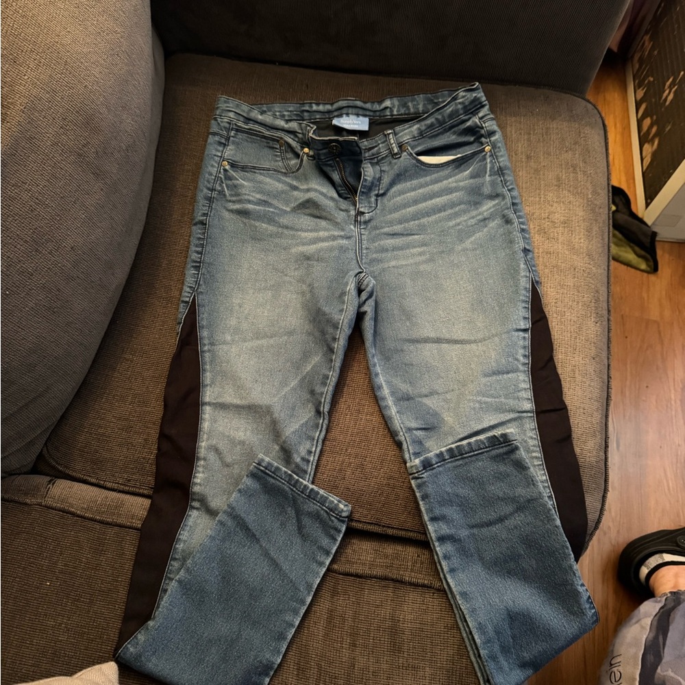 Women's Blue and Black Jeans